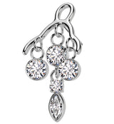 14kt White Gold Chandelier Dangle Clear CZ Threadless Top