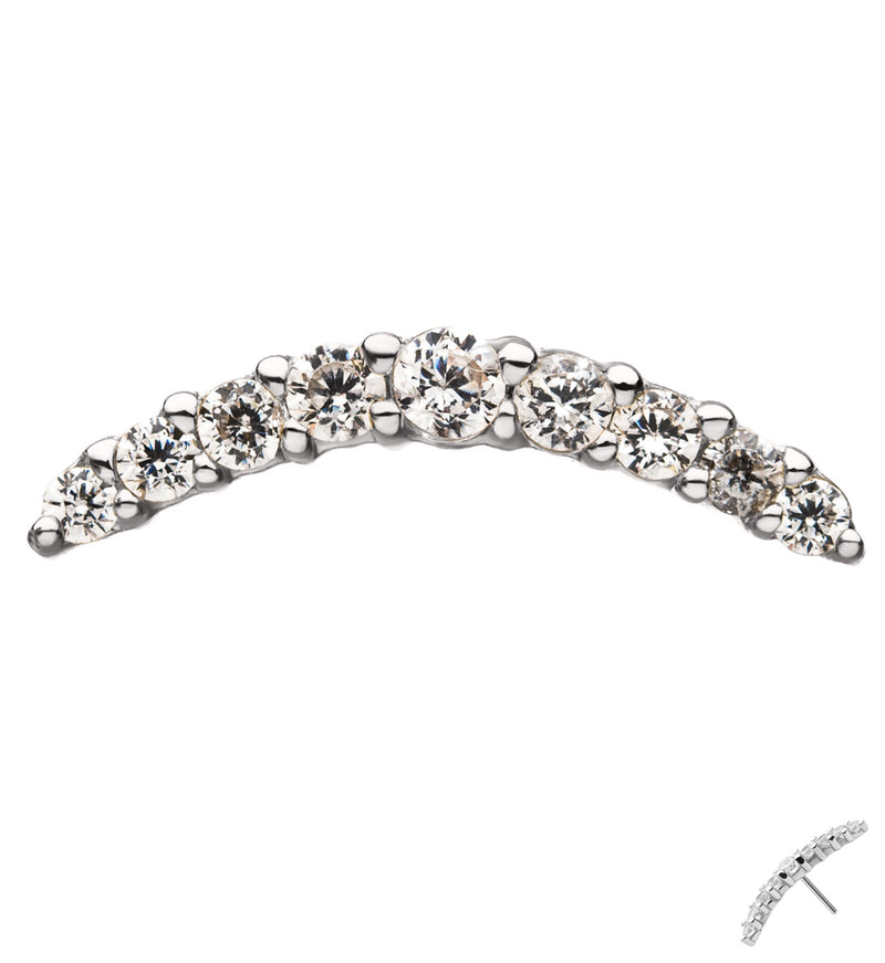 14kt White Gold Curved Prong Set CZ Threadless Top