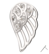 14kt White Gold Divine Wing Clear CZ Threadless Top (Left Ear)