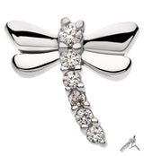 14kt White Gold Dragonfly Clear CZ Threadless Top