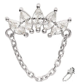 14kt White Gold Half Crown Dangle Chain Threadless Top