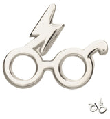 14kt White Gold Harry Potter's Glasses With Lightning Bolt Threadless Top