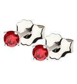 14kt White Gold January Birthstone Garnet CZ Stud Earrings