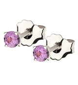 14kt White Gold June Birthstone Alexandrite CZ Stud Earrings