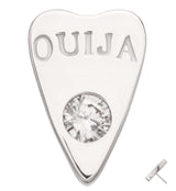 14kt White Gold Ouija Planchette Clear CZ Threadless Top