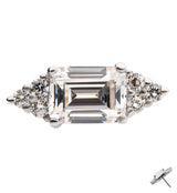 14kt White Gold Pointed Baguette Clear CZ Threadless Top