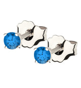 14kt White Gold September Birthstone Sapphire CZ Stud Earrings