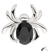 14kt White Gold Spider Oval Black CZ Threadless Top