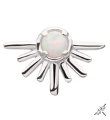 14kt White Gold Sunset Burst White Opalite Threadless Top