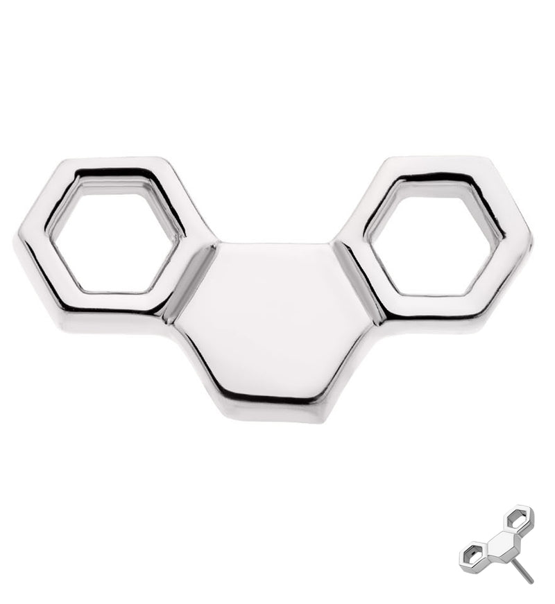 14kt White Gold Triple Hexad Threadless Top