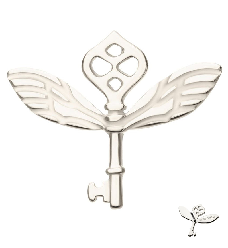 14kt White Gold Winged Key Threadless Top