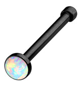 20G Black PVD White Opalite Nosebone Stud