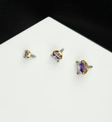 24kt Gold PVD Princess Amethyst CZ Internally Threaded Titanium Top