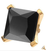 24kt Gold PVD Princess Black CZ Internally Threaded Titanium Top