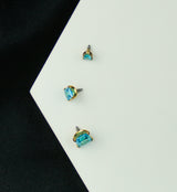 24kt Gold PVD Princess Blue Topaz CZ Internally Threaded Titanium Top