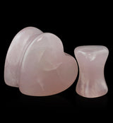 Pink Quartz Stone Heart Shape Plugs