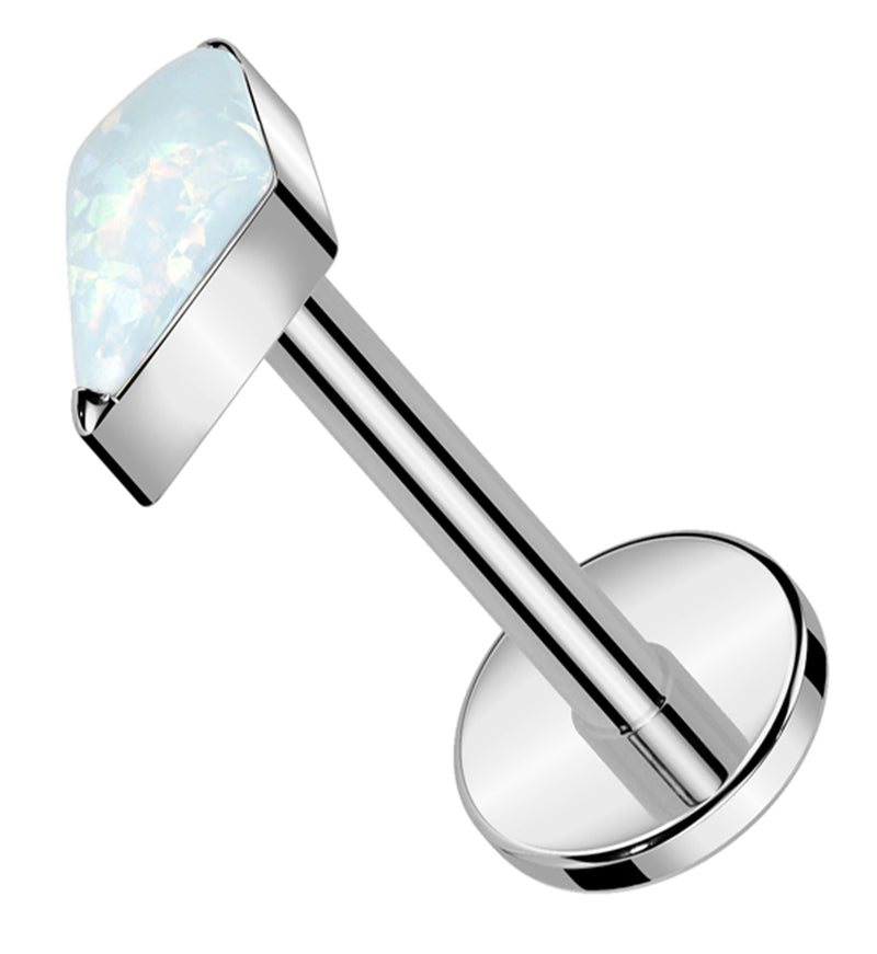 Abyss White Opalite Titanium Threadless Labret