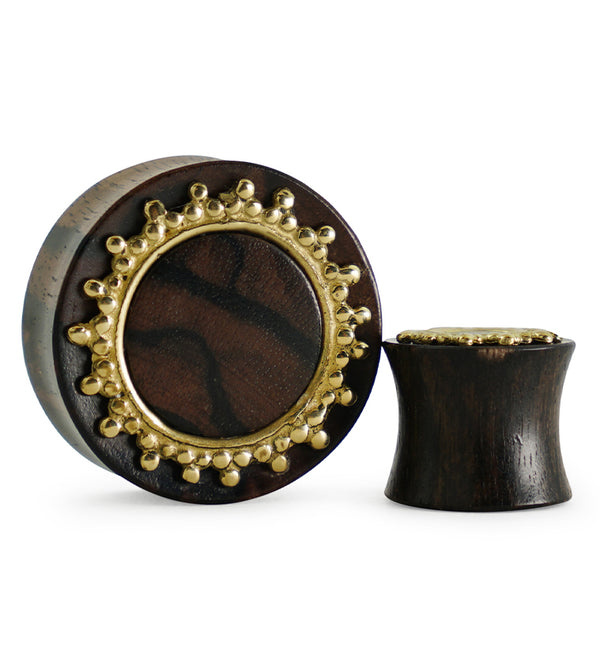 Adorn Brass Inlay Areng Wood Plugs