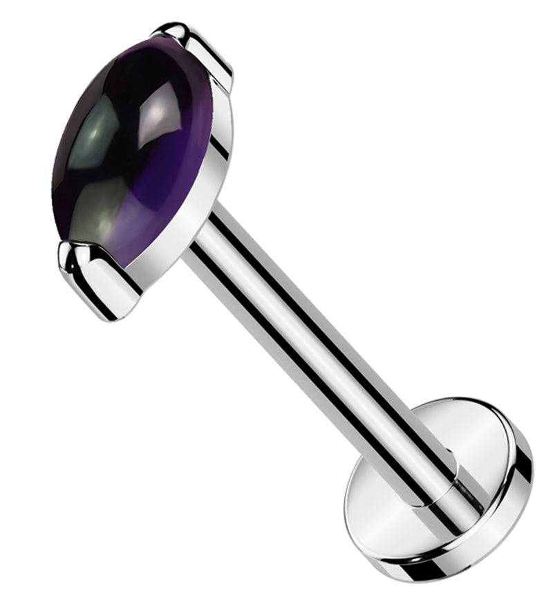 Amethyst Marquise Titanium Threadless Labret