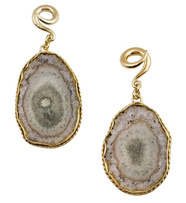 Amethyst Stalactite Brass Ear Weights Version 1