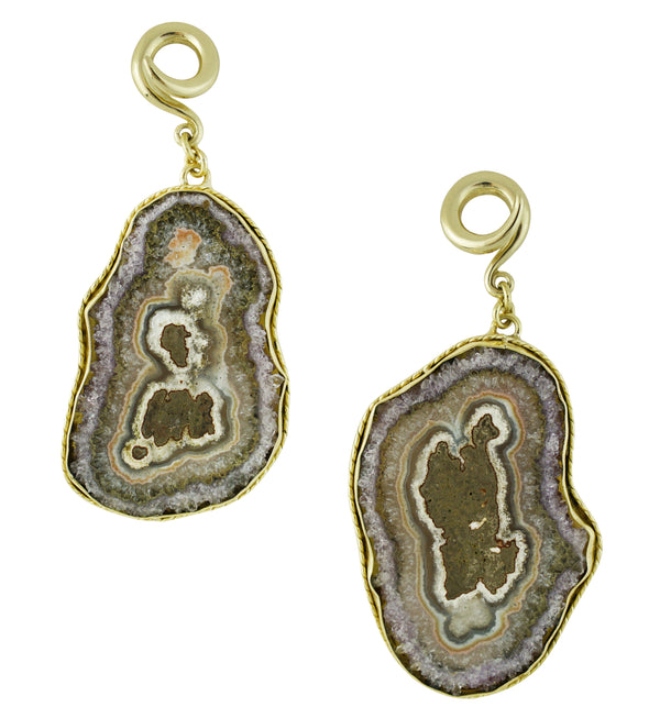 Amethyst Stalactite Brass Ear Weights Version 24