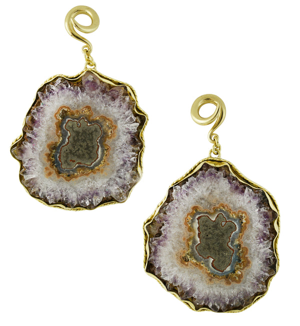 Amethyst Stalactite Brass Ear Weights Version 27