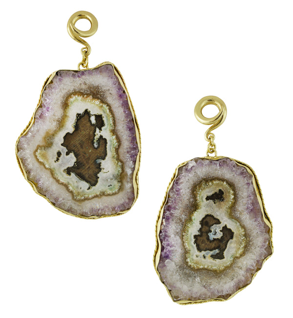 Amethyst Stalactite Brass Ear Weights Version 28