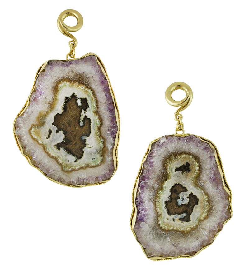 Amethyst Stalactite Brass Ear Weights Version 28