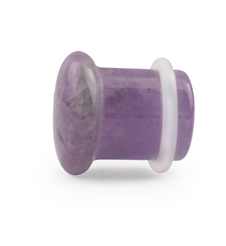 Purple Amethyst Stone Plugs - Single Flare with Grooves