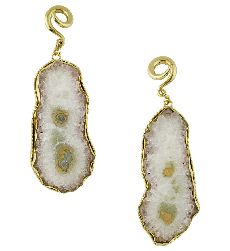 Amethyst Stalactite Brass Ear Weights Version 14