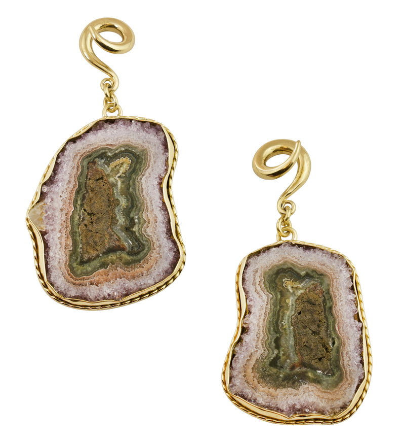 Amethyst Stalactite Brass Ear Weights Version 9