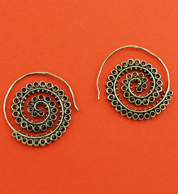 Ammonite Swirl Brass Earrings/Hangers