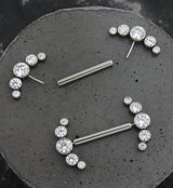 Arch Clear CZ Titanium Threadless Nipple Ring Barbell