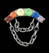 Arch Rainbow CZ Double Dangle Chain Threadless Titanium Top