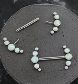 Arch White Opalite Titanium Threadless Nipple Ring Barbell