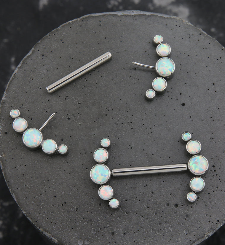 Arch White Opalite Titanium Threadless Nipple Ring Barbell