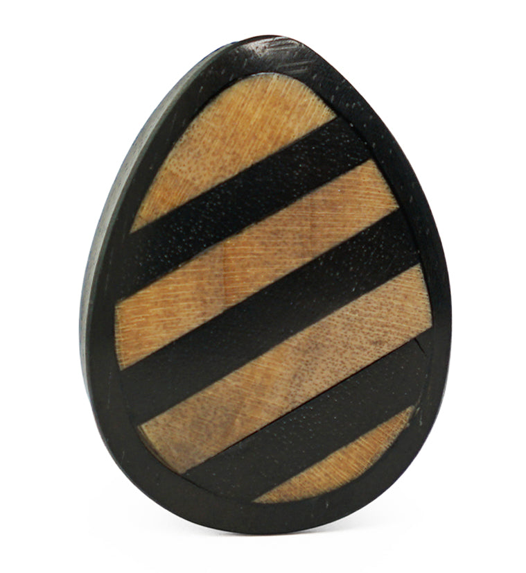 Areng Wooden Teardrop Plugs With Striped Inlay