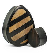 Areng Wooden Teardrop Plugs With Striped Inlay