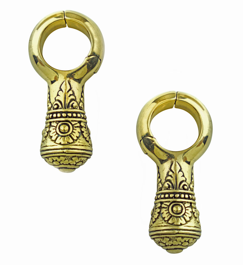 Baroque Totem Brass Hinged Ear Weights