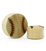 Baseball Engraved Wood Plugs