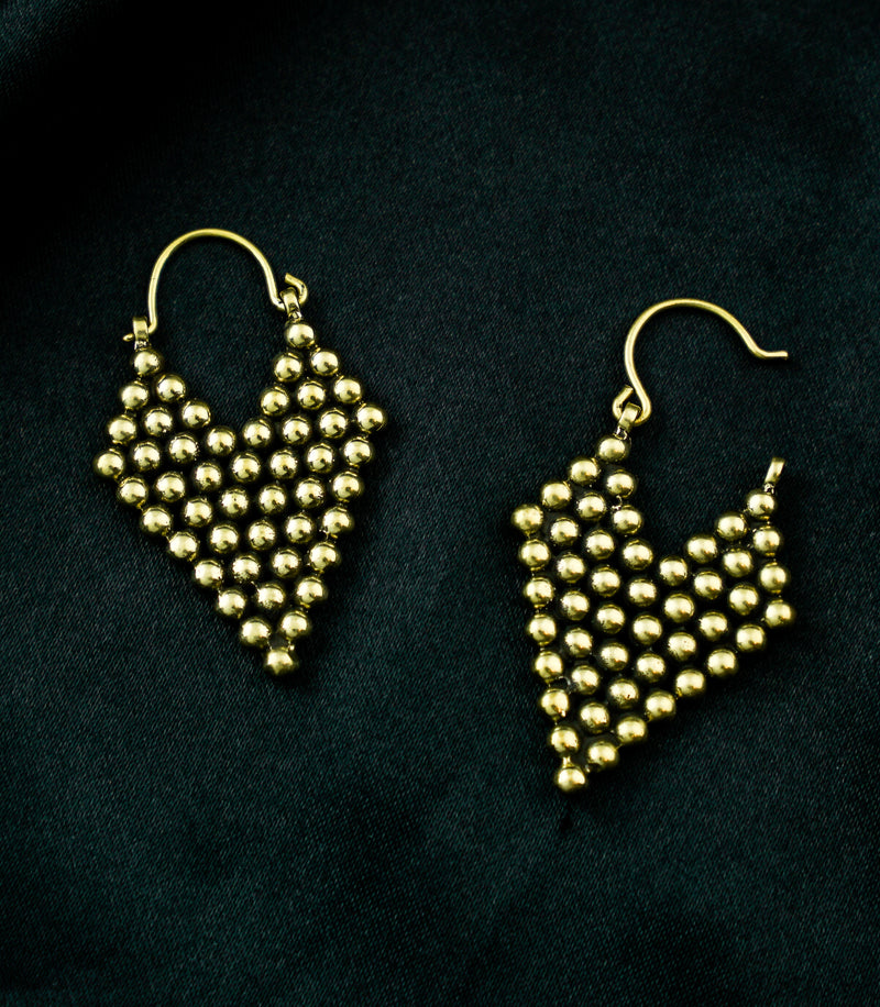 Beaded Apex Brass Hinged Hangers/Earrings