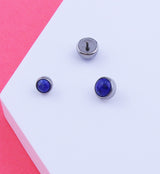 Bezel Lazurite Stone Titanium Internally Threaded Top