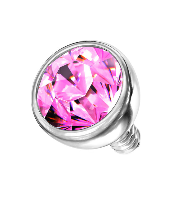 Bezel Pink CZ Stainless Steel Internally Threaded Top