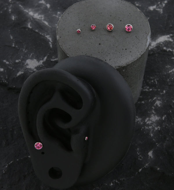 Bezel Pink CZ Stainless Steel Internally Threaded Top