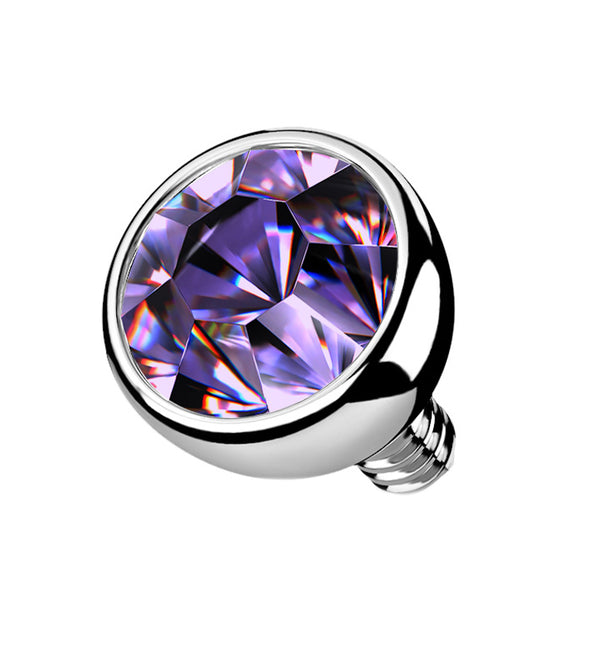 Bezel Purple CZ Titanium Internally Threaded Top