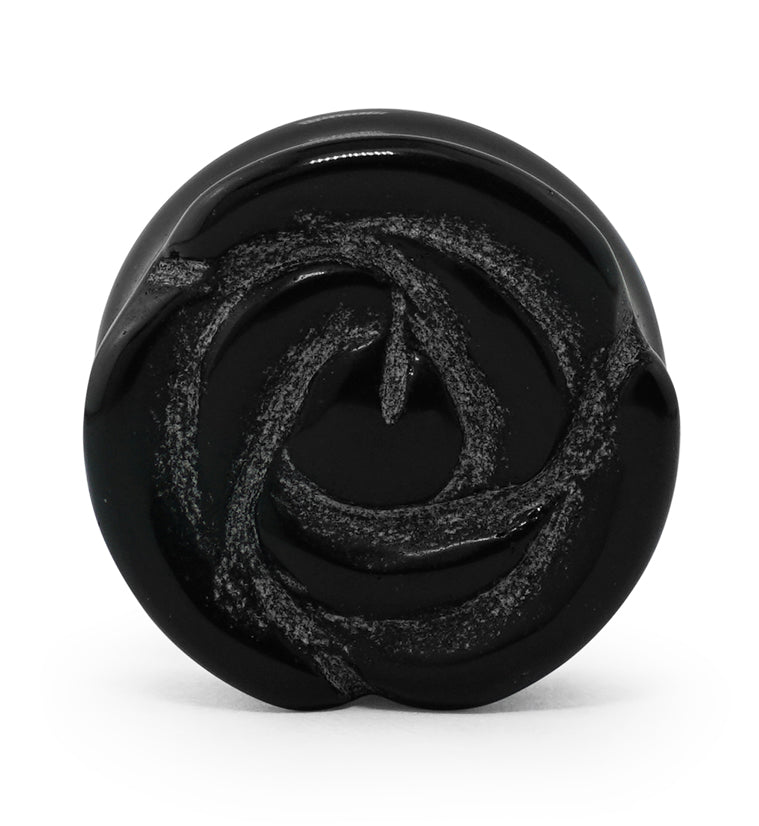 Black Agate Stone Rosebud Plugs