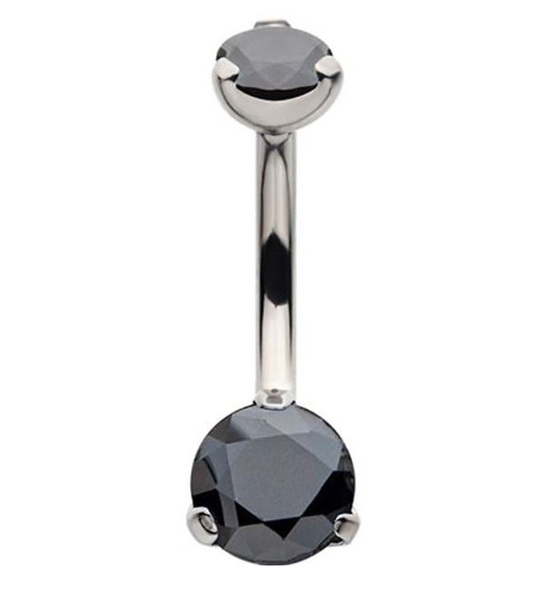 Black CZ Titanium Internally Threaded Belly Button Ring