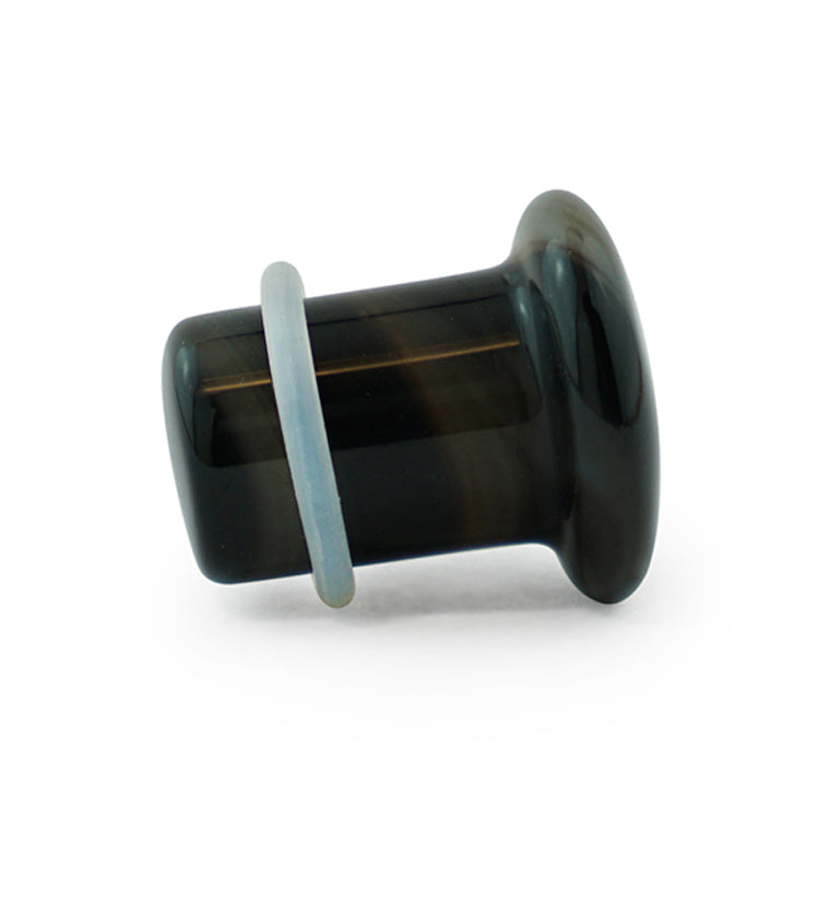 Black Line Agate Single Flare Stone Plugs