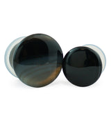 Black Line Agate Single Flare Stone Plugs