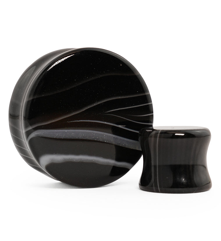 Black Line Agate Stone Plugs